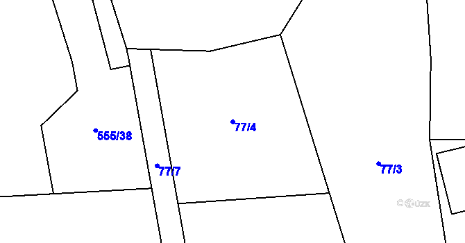 Parcela st. 77/4 v KÚ Kostelec nad Vltavou, Katastrální mapa