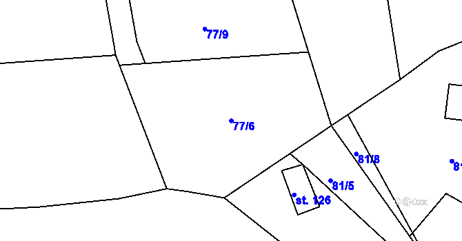 Parcela st. 77/6 v KÚ Kostelec nad Vltavou, Katastrální mapa