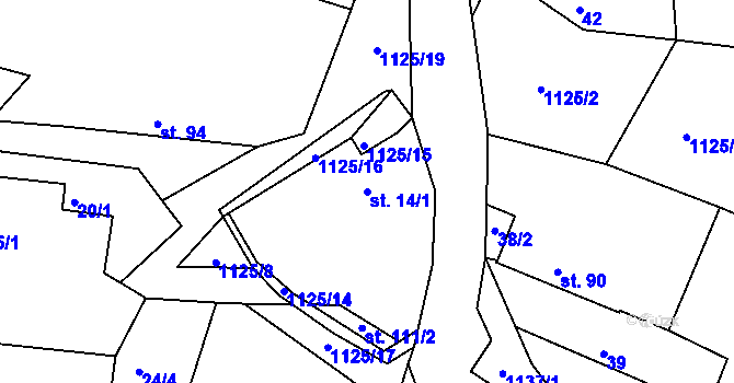 Parcela st. 14/1 v KÚ Přílepov, Katastrální mapa
