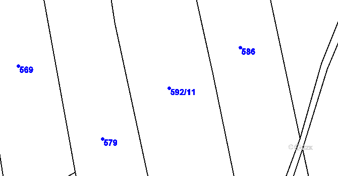 Parcela st. 592/11 v KÚ Přílepov, Katastrální mapa