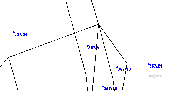 Parcela st. 367/9 v KÚ Sobědraž, Katastrální mapa