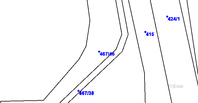 Parcela st. 467/46 v KÚ Sobědraž, Katastrální mapa