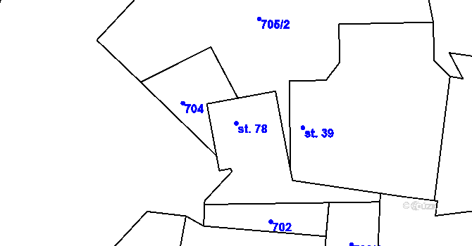 Parcela st. 78 v KÚ Vesec, Katastrální mapa