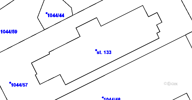 Parcela st. 133 v KÚ Vesec, Katastrální mapa