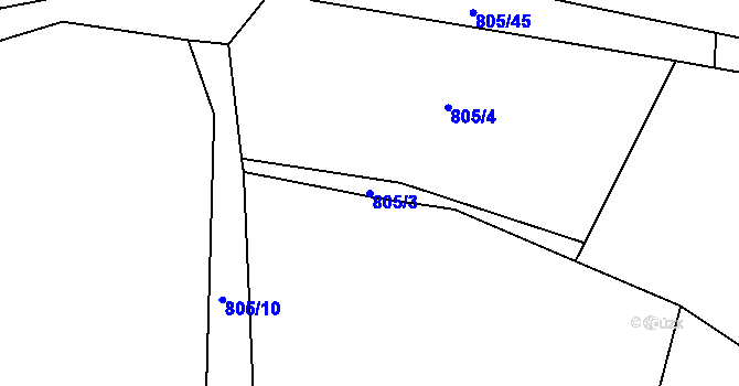 Parcela st. 805/3 v KÚ Vesec, Katastrální mapa