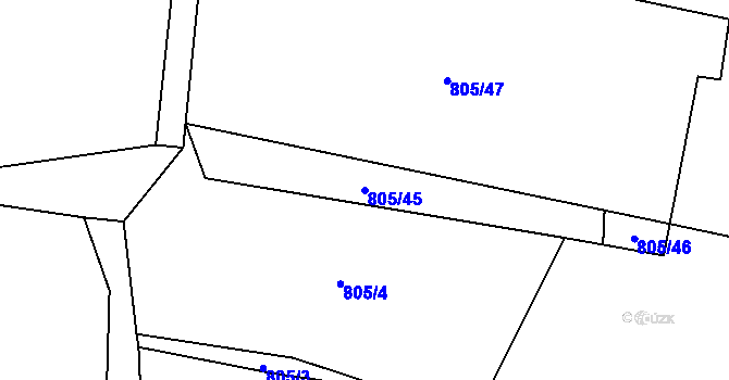 Parcela st. 805/45 v KÚ Vesec, Katastrální mapa