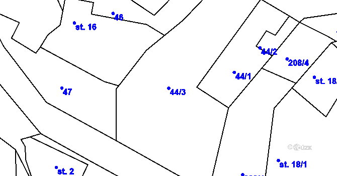 Parcela st. 44/3 v KÚ Zahrádka u Kovářova, Katastrální mapa
