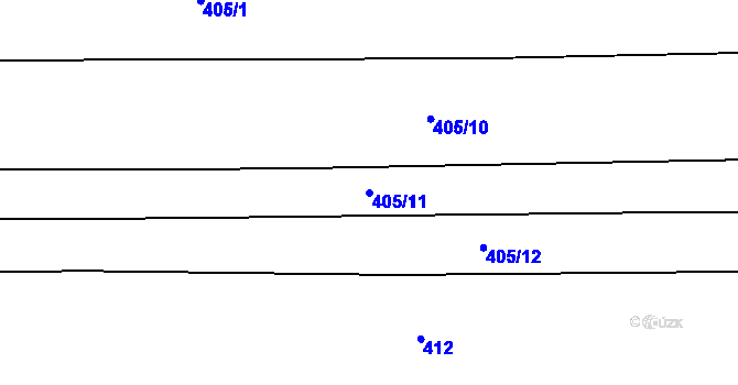Parcela st. 405/11 v KÚ Zahrádka u Kovářova, Katastrální mapa
