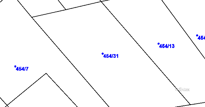 Parcela st. 454/31 v KÚ Zahrádka u Kovářova, Katastrální mapa