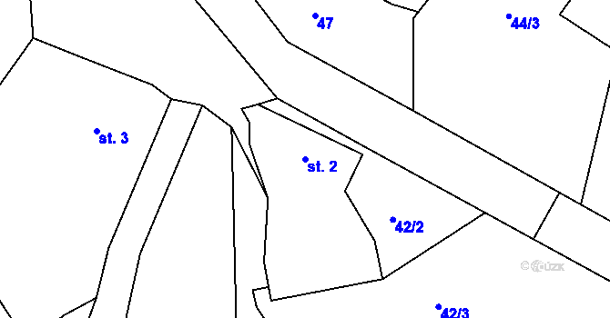 Parcela st. 2 v KÚ Zahrádka u Kovářova, Katastrální mapa