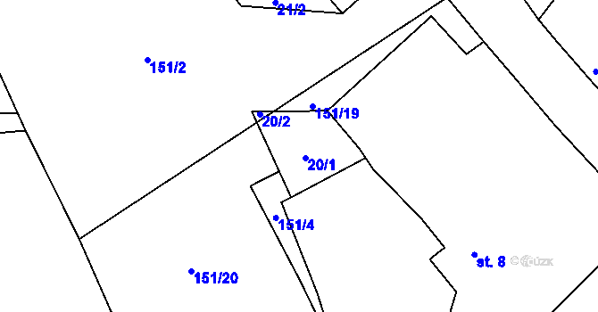 Parcela st. 20 v KÚ Zahrádka u Kovářova, Katastrální mapa
