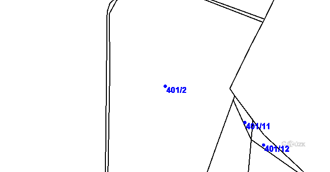 Parcela st. 401/2 v KÚ Zahrádka u Kovářova, Katastrální mapa