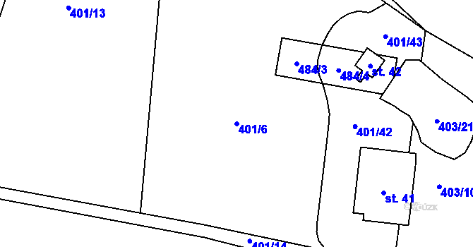 Parcela st. 401/6 v KÚ Zahrádka u Kovářova, Katastrální mapa