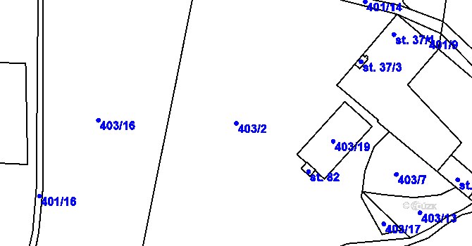 Parcela st. 403/2 v KÚ Zahrádka u Kovářova, Katastrální mapa