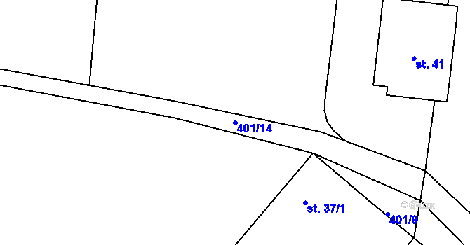 Parcela st. 401/14 v KÚ Zahrádka u Kovářova, Katastrální mapa