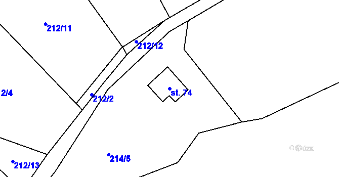 Parcela st. 74 v KÚ Zahrádka u Kovářova, Katastrální mapa