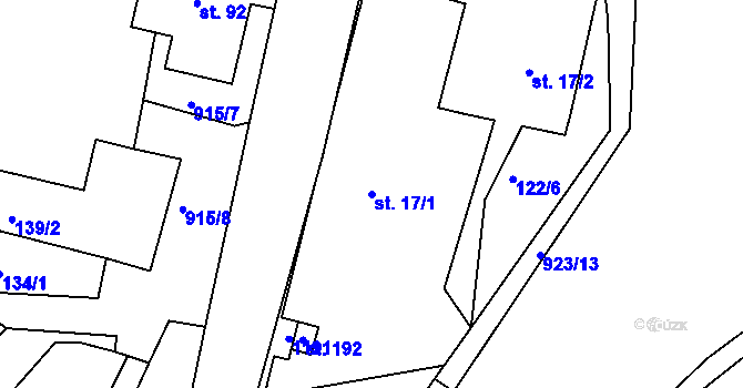 Parcela st. 17/1 v KÚ Kostelec u Heřmanova Městce, Katastrální mapa