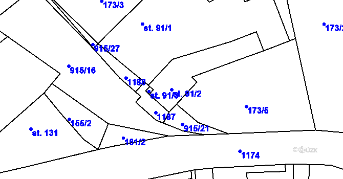 Parcela st. 91/2 v KÚ Kostelec u Heřmanova Městce, Katastrální mapa