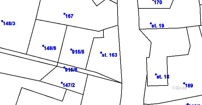 Parcela st. 163 v KÚ Kostelec u Heřmanova Městce, Katastrální mapa