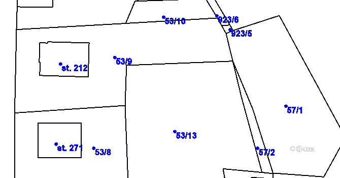 Parcela st. 53/12 v KÚ Kostelec u Heřmanova Městce, Katastrální mapa