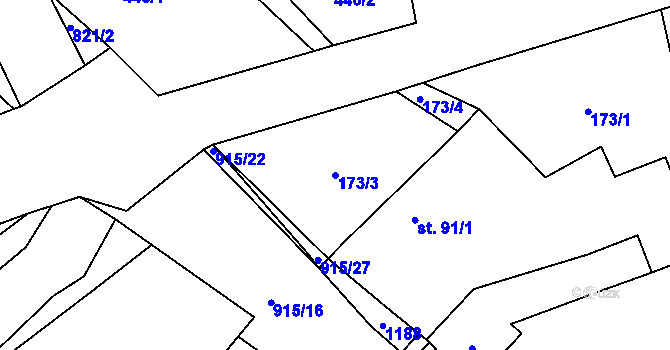 Parcela st. 173/3 v KÚ Kostelec u Heřmanova Městce, Katastrální mapa