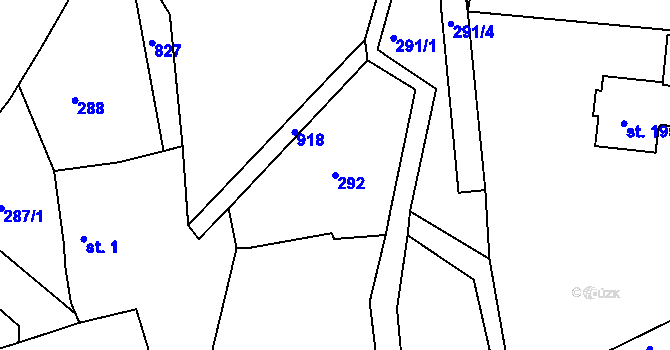 Parcela st. 292 v KÚ Kostelec u Heřmanova Městce, Katastrální mapa