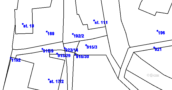 Parcela st. 915/3 v KÚ Kostelec u Heřmanova Městce, Katastrální mapa