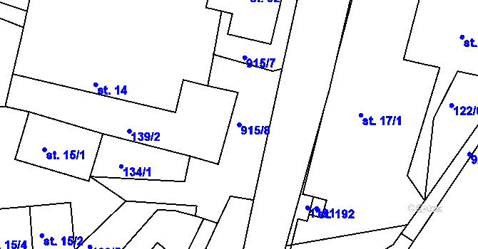 Parcela st. 915/8 v KÚ Kostelec u Heřmanova Městce, Katastrální mapa