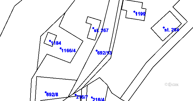Parcela st. 692/13 v KÚ Kostelec u Heřmanova Městce, Katastrální mapa
