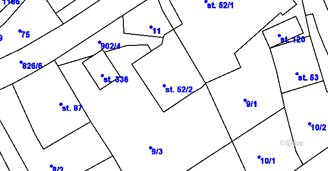 Parcela st. 52/2 v KÚ Kostelec u Heřmanova Městce, Katastrální mapa