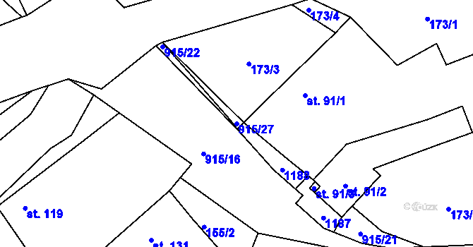 Parcela st. 915/27 v KÚ Kostelec u Heřmanova Městce, Katastrální mapa