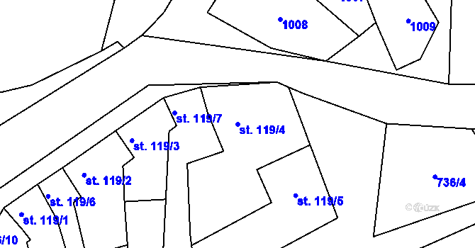 Parcela st. 119/4 v KÚ Kostelec u Holešova, Katastrální mapa