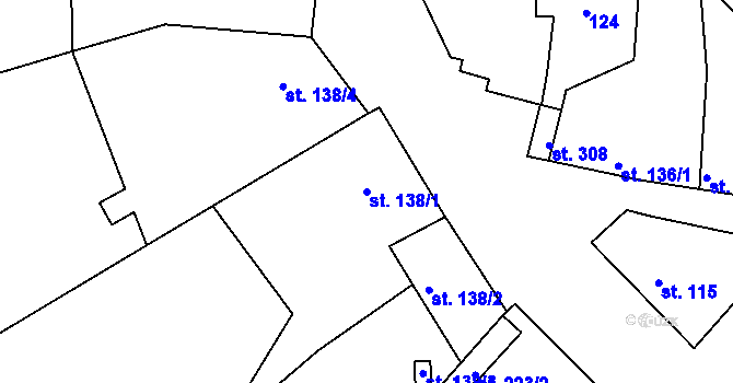 Parcela st. 138/1 v KÚ Kostelec u Holešova, Katastrální mapa