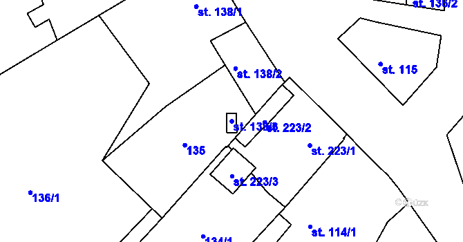 Parcela st. 138/3 v KÚ Kostelec u Holešova, Katastrální mapa