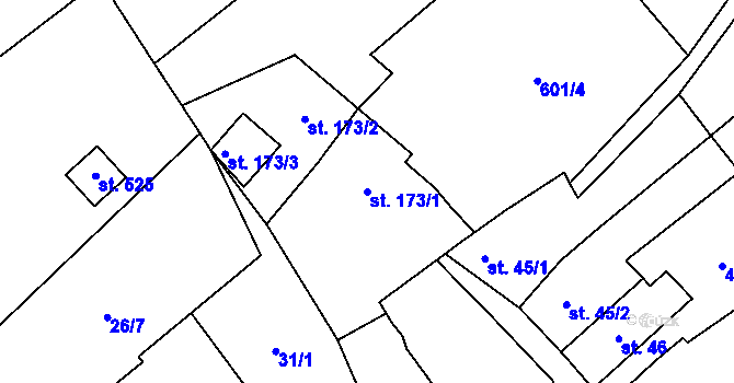 Parcela st. 173/1 v KÚ Kostelec u Holešova, Katastrální mapa