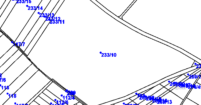 Parcela st. 233/10 v KÚ Kostelec u Holešova, Katastrální mapa