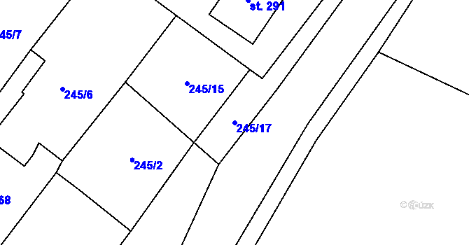Parcela st. 245/17 v KÚ Kostelec u Holešova, Katastrální mapa