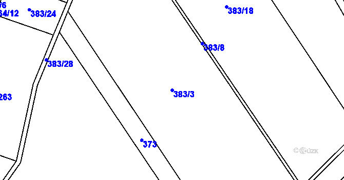 Parcela st. 383/3 v KÚ Kostelec u Holešova, Katastrální mapa