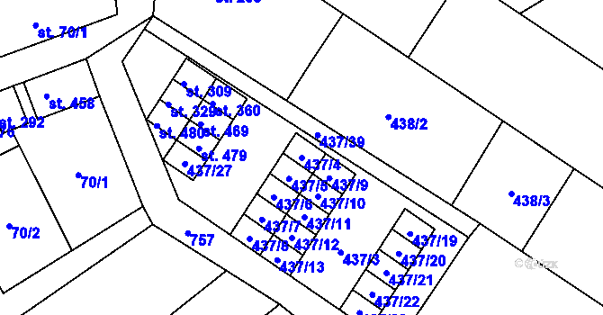Parcela st. 437/4 v KÚ Kostelec u Holešova, Katastrální mapa