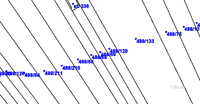 Parcela st. 488/69 v KÚ Kostelec u Holešova, Katastrální mapa