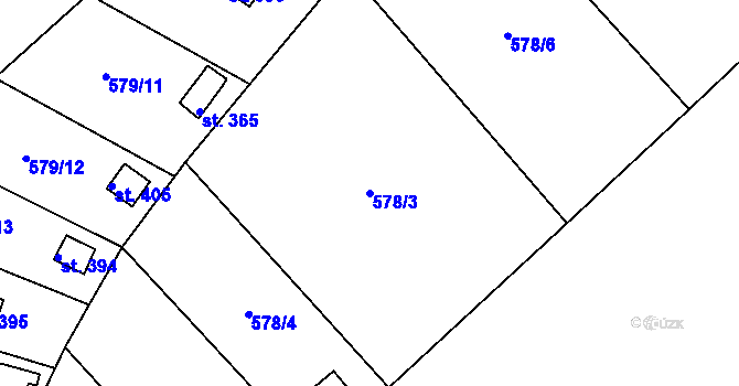 Parcela st. 578/3 v KÚ Kostelec u Holešova, Katastrální mapa