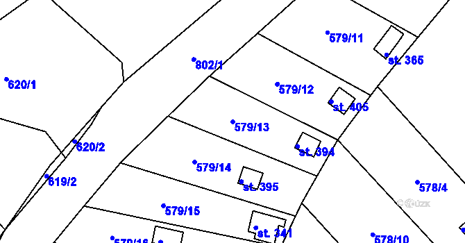 Parcela st. 579/13 v KÚ Kostelec u Holešova, Katastrální mapa