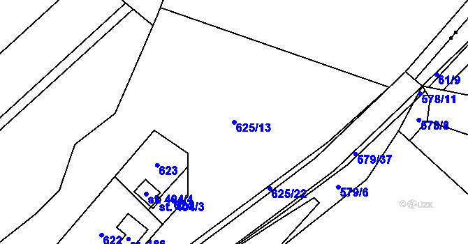 Parcela st. 625/13 v KÚ Kostelec u Holešova, Katastrální mapa