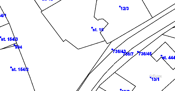 Parcela st. 736/23 v KÚ Kostelec u Holešova, Katastrální mapa