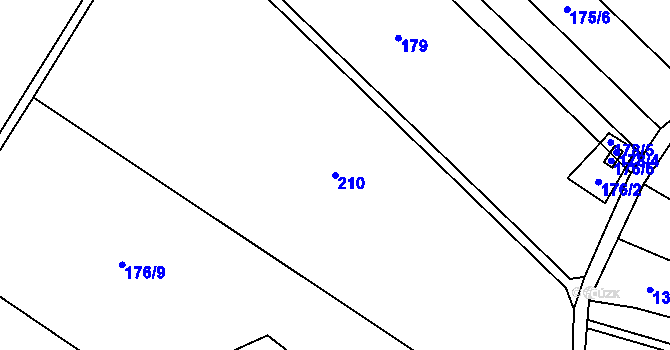 Parcela st. 210 v KÚ Kostelec u Holešova, Katastrální mapa