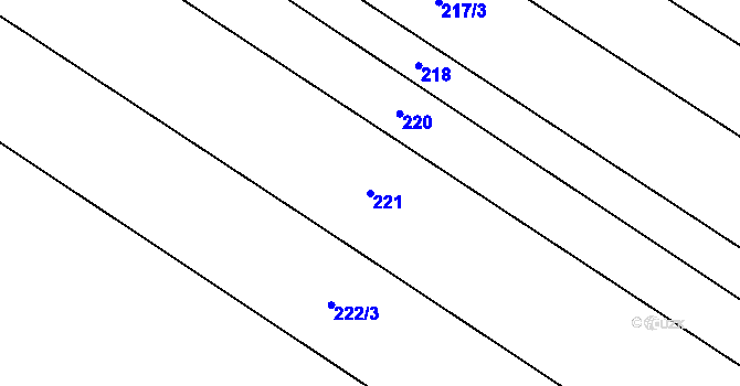 Parcela st. 221 v KÚ Kostelec u Holešova, Katastrální mapa