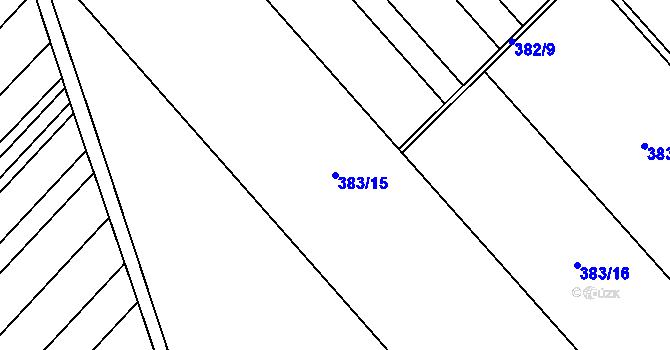 Parcela st. 383/15 v KÚ Kostelec u Holešova, Katastrální mapa