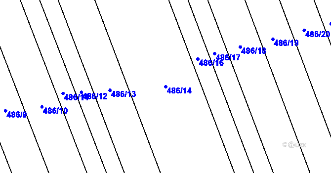 Parcela st. 486/14 v KÚ Kostelec u Holešova, Katastrální mapa