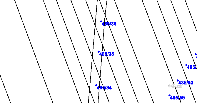 Parcela st. 486/35 v KÚ Kostelec u Holešova, Katastrální mapa