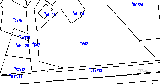 Parcela st. 99/2 v KÚ Kostelec u Křížků, Katastrální mapa